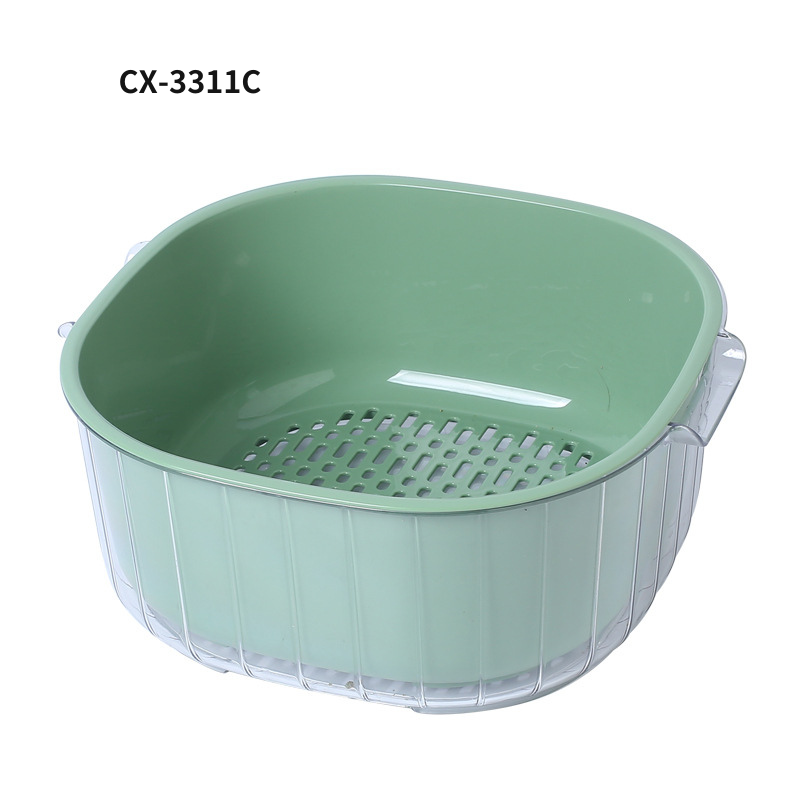 No.CX-3311家用廚房塑料雙層洗菜盆瀝水籃創意水果籃