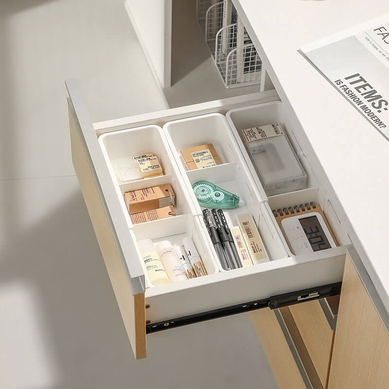 No. AW2309003 Retractable storage box with dividers, drawer organization and storage box, home kitchen tableware storage drawer, underwear organization box, plastic compartment storage box