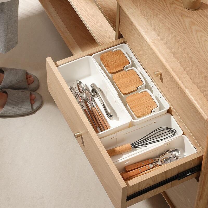 No. AW2309003 Retractable storage box with dividers, drawer organization and storage box, home kitchen tableware storage drawer, underwear organization box, plastic compartment storage box