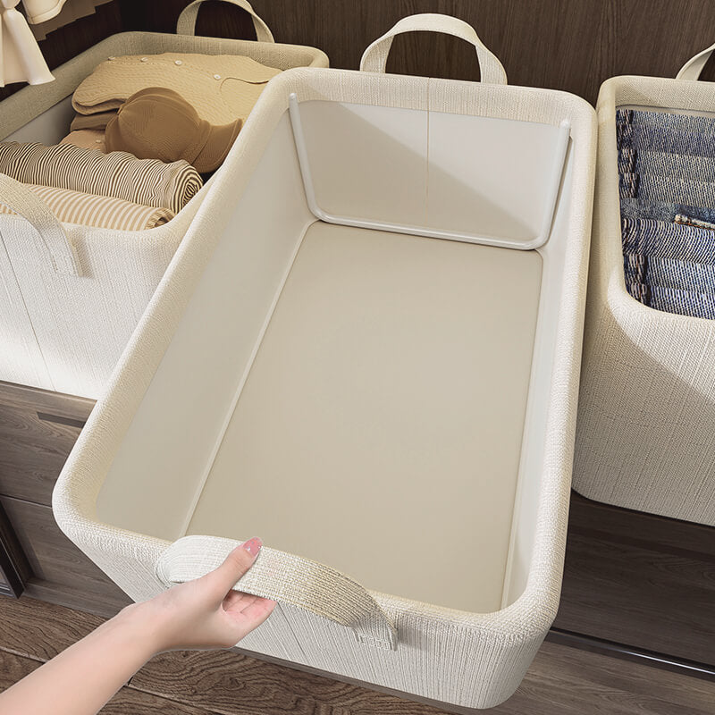 No.KG03ZJ 竹節棉鋼架收納筐26L 可水洗可摺疊衣物布藝收納盒 整理師衣櫃收納盒【2個裝】