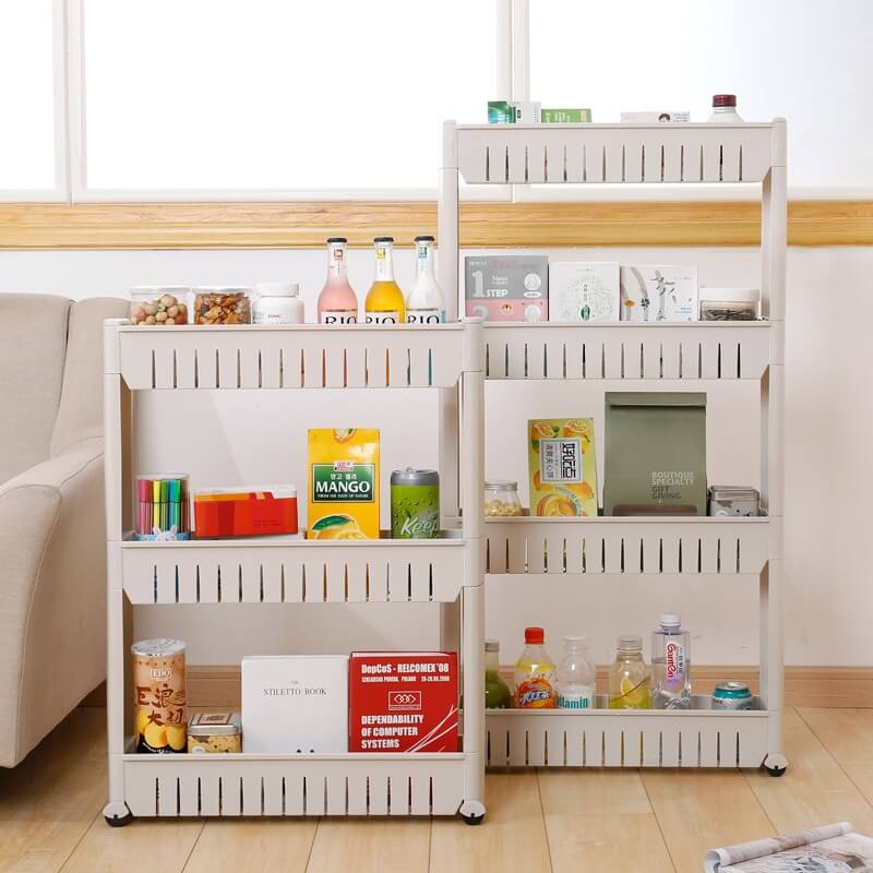 No.WYS8025 Removable corner storage rack for kitchen and bathroom gaps with pulleys, multi-layer rack, anti-drop design, narrow gap storage