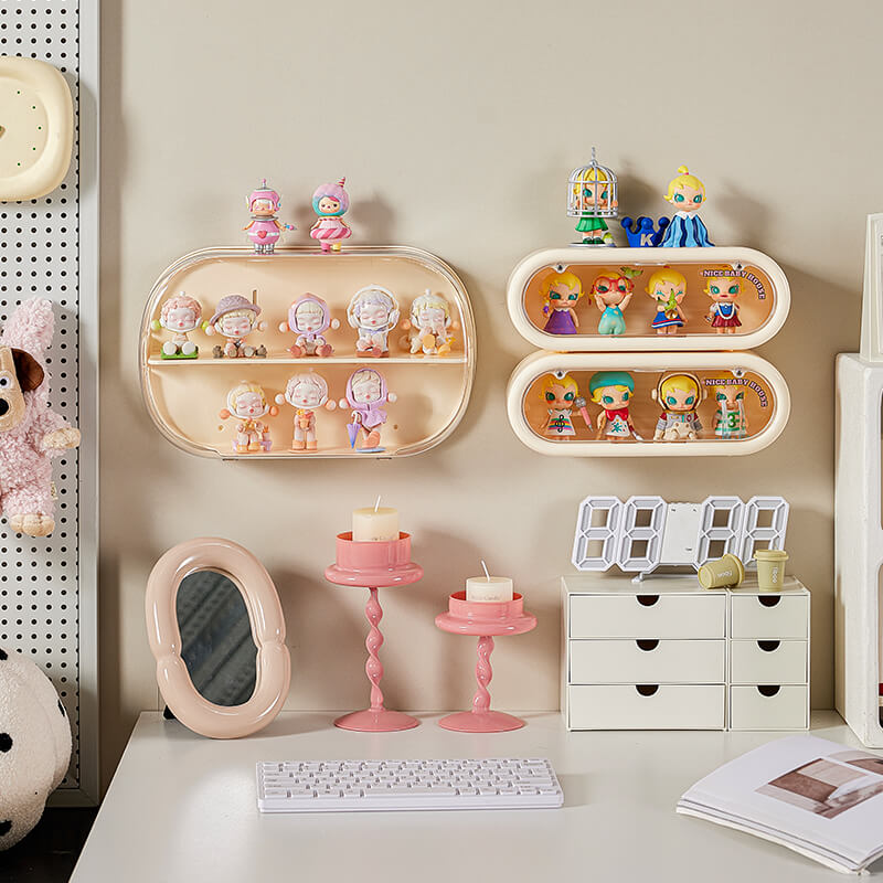 No.700 Handheld Office Blind Box Storage Display Rack Storage Box Wall Hanging No-Punch Bubble Mart Handheld Office Blind Box Toy Wall Cream Wind Dustproof Box Handheld Display Box