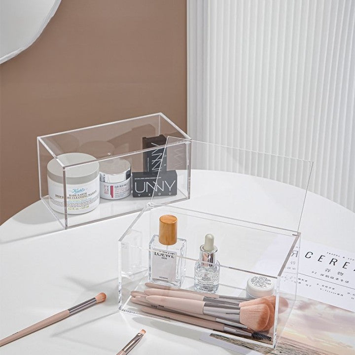 No.Cy21-0057亞克力收納盒 動漫公仔手辦收納盒 泡泡瑪特盲盒收納 桌面化妝品收納盒 辦公文具透明防塵收納盒