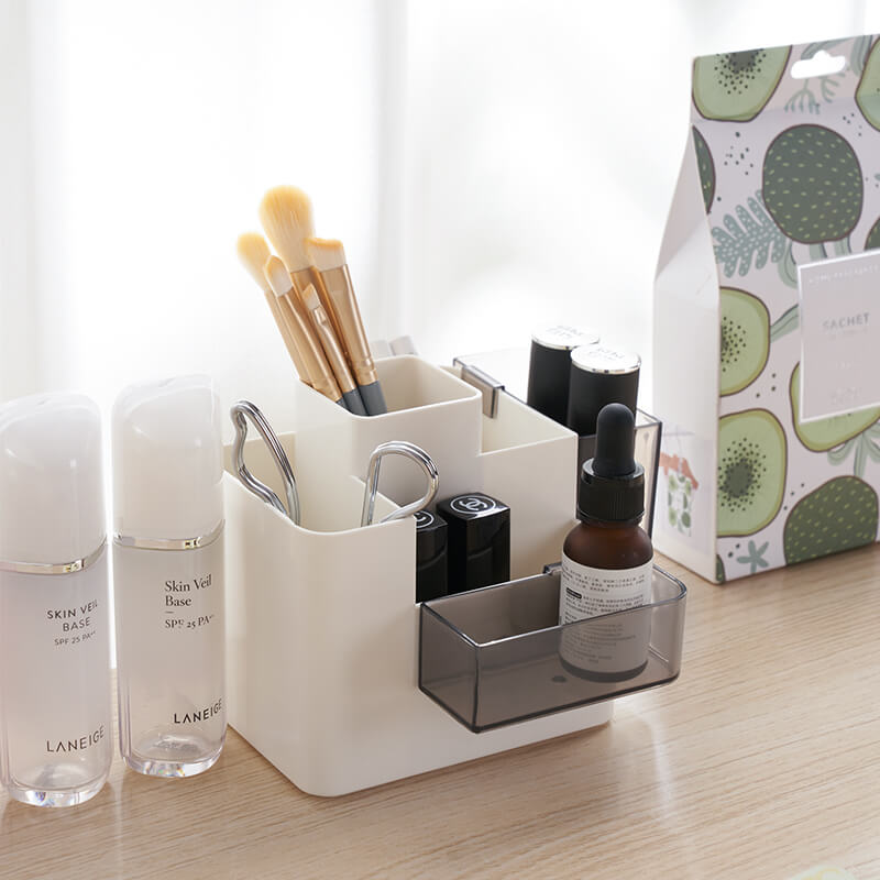 No. B33-6604辦公桌面筆筒 簡約透明書桌筆筒收納架 化妝品收納盒 桌上收納架置物架 文具收納