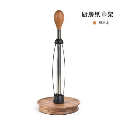 No. 41HT11 solid wood creative paper towel holder roll paper rack no punching solid wood paper towel storage rack column kitchen paper towel vertical storage rack