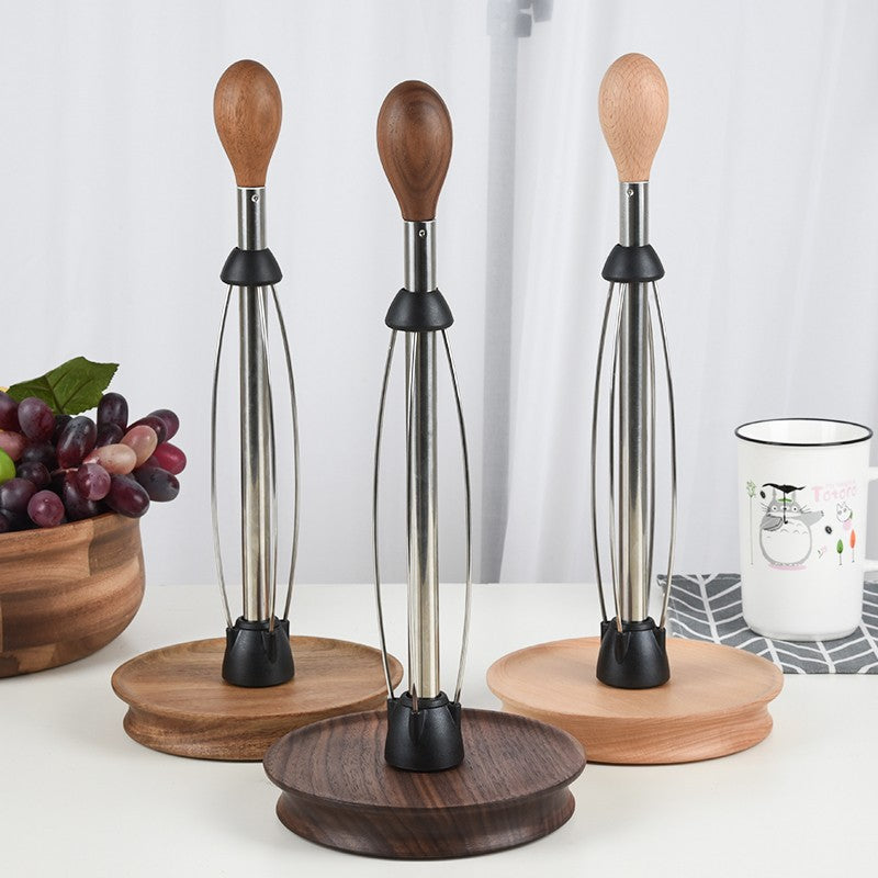 No. 41HT11 solid wood creative paper towel holder roll paper rack no punching solid wood paper towel storage rack column kitchen paper towel vertical storage rack