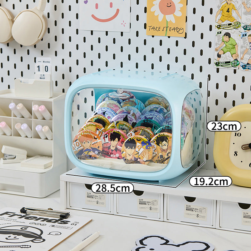 No.QH3009-2 磁吸開合吧唧收納盒 透明PET防塵展示盒 動漫周邊徽章立牌收藏盒 自由疊加穩固不位移