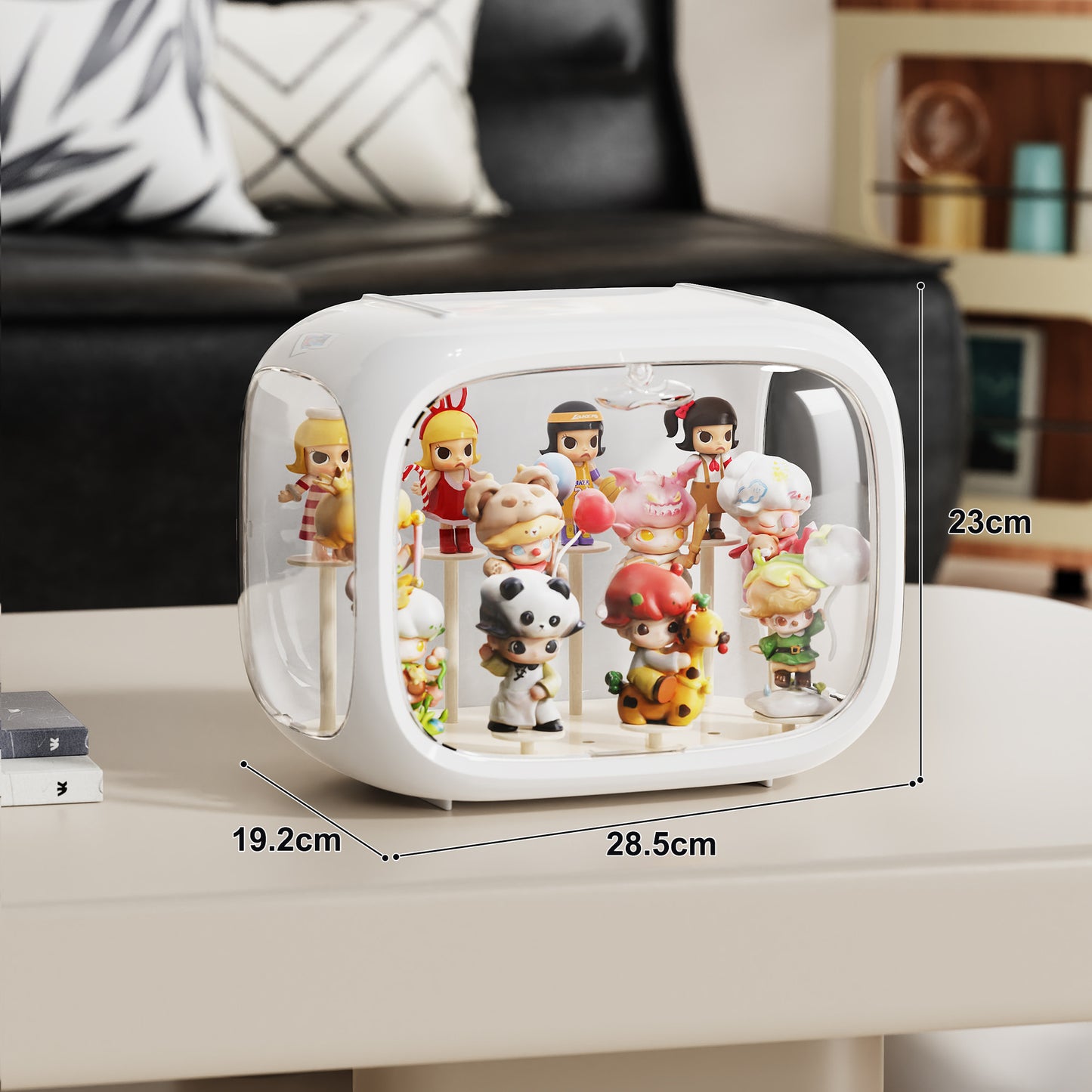 No.QH3009 Space capsule blind box display box high transparent acrylic dustproof storage box Pop Mart hand-made box DIY base bracket magnetic suction opening and closing free stacking