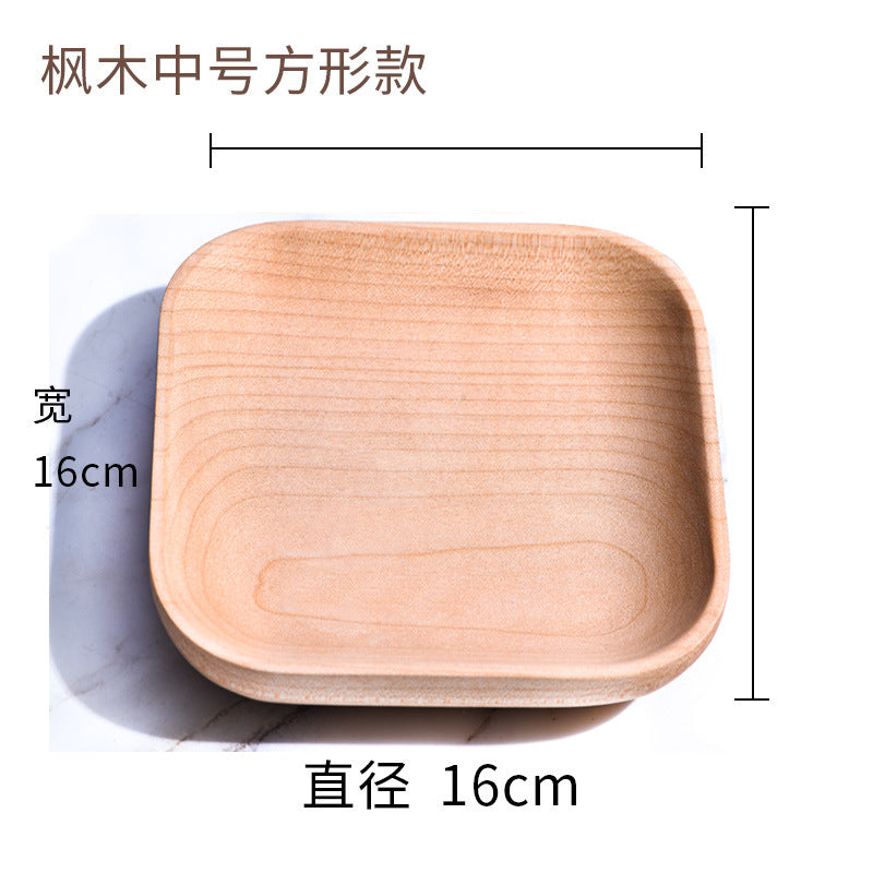 No.cp01 creative solid wood round square snack snack small plate fruit plate