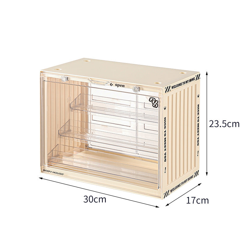 No.M801JT動漫吧唧展示架 透明桌面手辦收納盒 防塵階梯架子立牌周邊徽章置物架收納盒