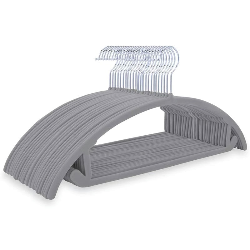 No.113 organizer recommends flocked curved semicircular seamless anti-slip clothes hanger【30 pieces】
