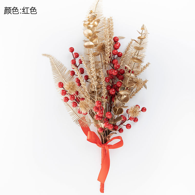 No.CF01084 Eucalyptus fortune fruit hanging bouquet New Year's Eve flowers red fruit New Year flowers INS Christmas home decoration wedding simulation flowers wholesale
