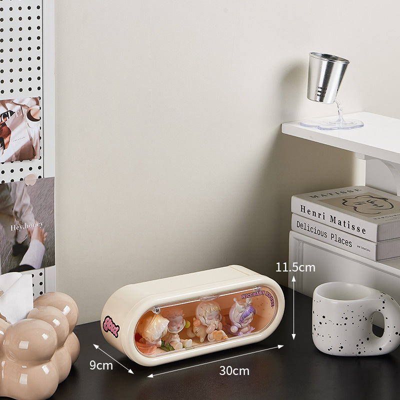 No.700 Handheld Office Blind Box Storage Display Rack Storage Box Wall Hanging No-Punch Bubble Mart Handheld Office Blind Box Toy Wall Cream Wind Dustproof Box Handheld Display Box