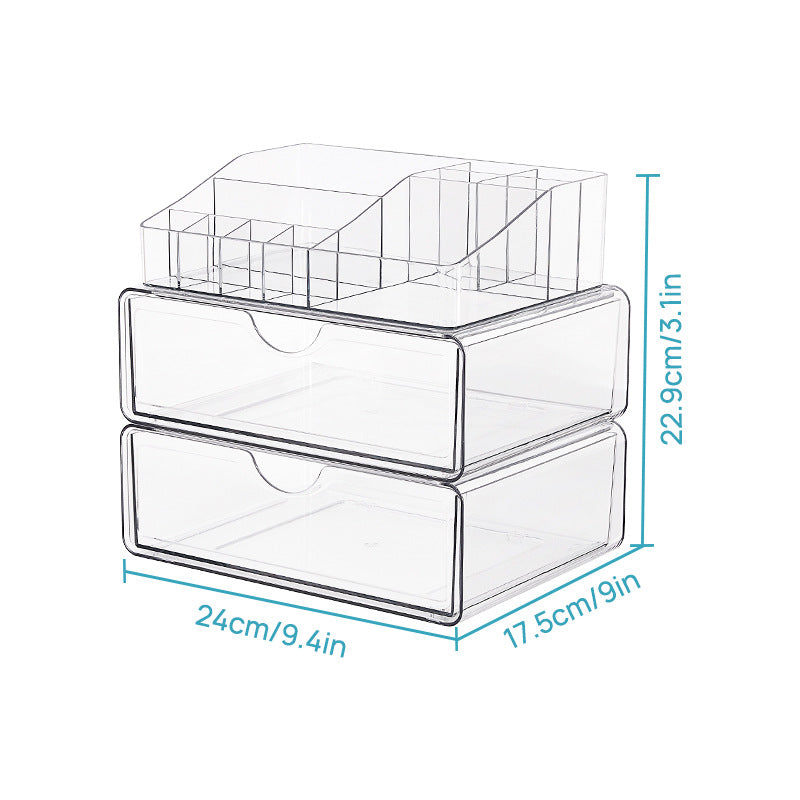 No.HK02181 Transparent PET cosmetics storage box, high-end, large-capacity, dust-proof, lipstick, makeup and skin care products storage display stand, desktop stationery storage box, desk storage
