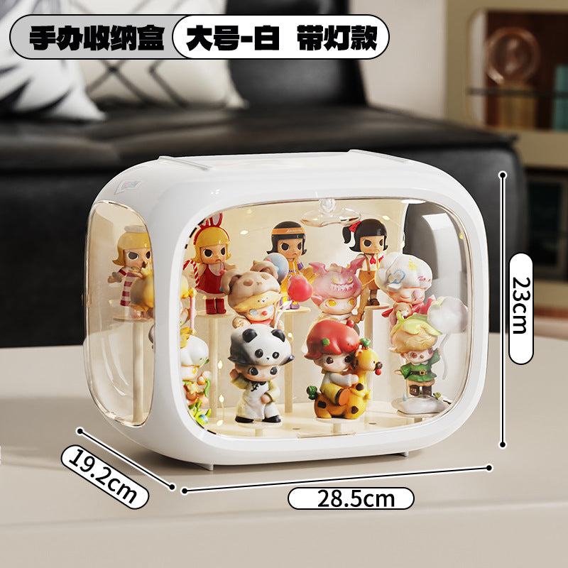 No.QH3009 Space capsule blind box display box high transparent acrylic dustproof storage box Pop Mart hand-made box DIY base bracket magnetic suction opening and closing free stacking