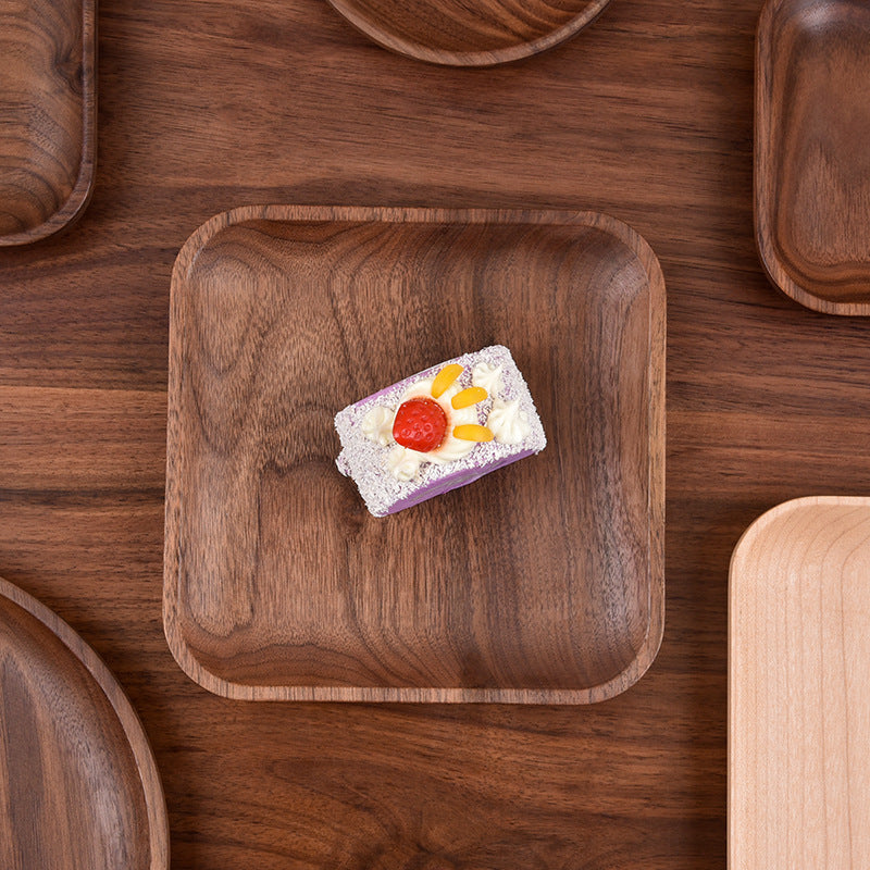 No.cp01 creative solid wood round square snack snack small plate fruit plate