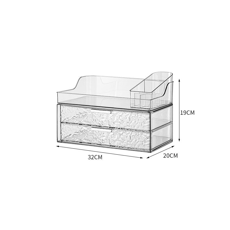 No.H8201 water ripple transparent cosmetics storage box high-end light luxury desktop dressing table lipstick skin care product storage rack