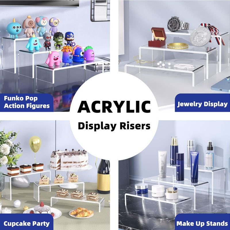 No.xybp98 亞克力置物架 透明增高架 動漫手辦U型分層收納架 桌面/冰箱/雪櫃/櫥櫃/衣櫃整理神器