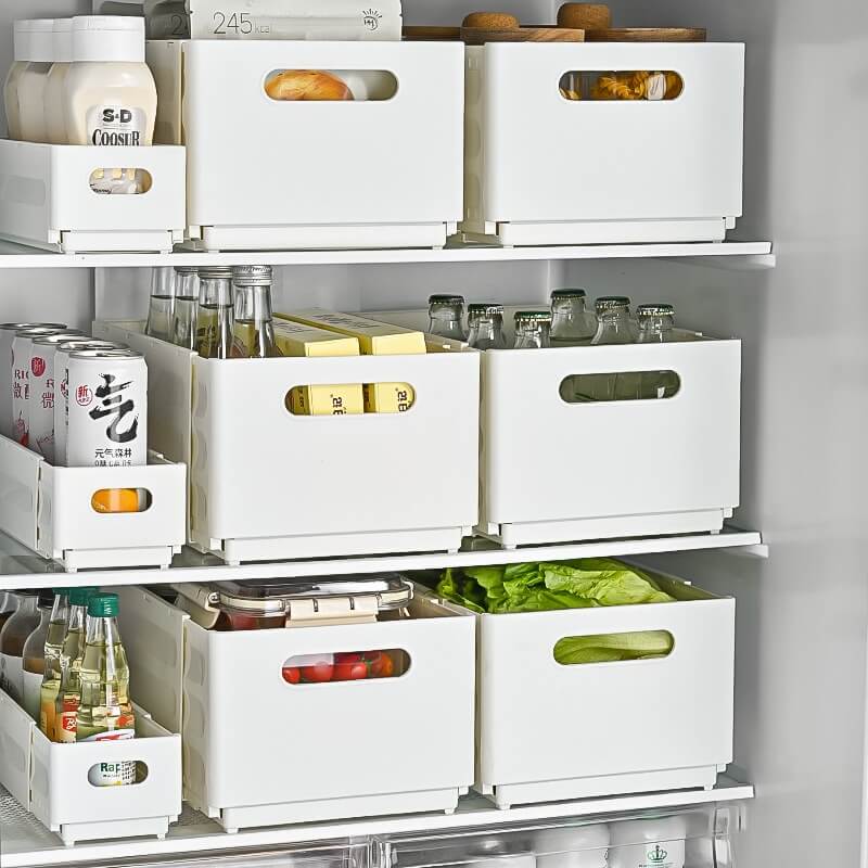 No.WYS8648 Retractable right angle storage box pull-out plastic storage basket multi-size stackable storage drawer box