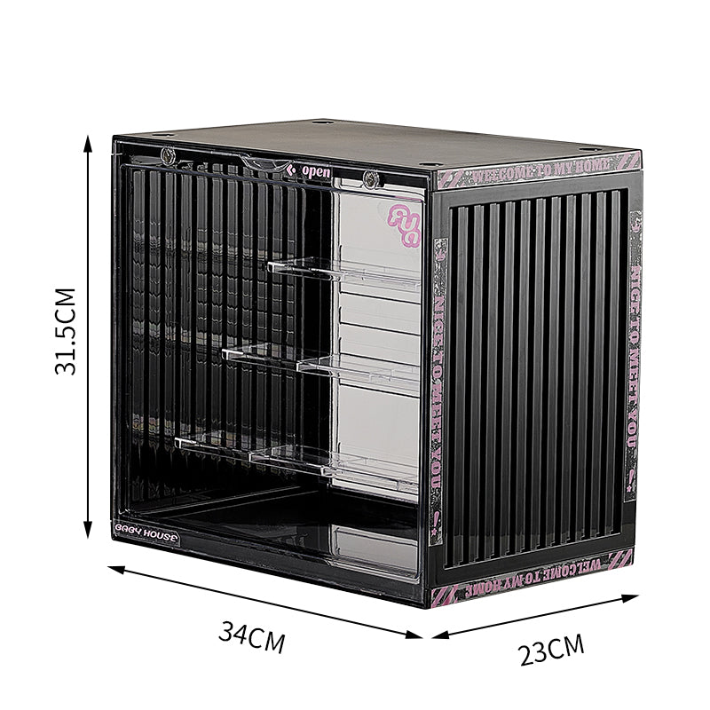 No.801奶油風動漫手辦公仔收納盒 家用透明防塵泡泡馬特盲盒收納架 可疊加大容量樂高玩偶展示櫃 潮人手辦收納達人推薦 護膚品收納 化妝品收納