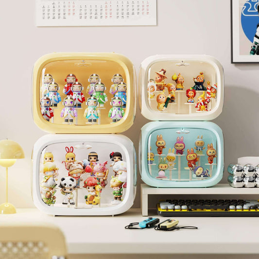 No.QH3009 Space capsule blind box display box high transparent acrylic dustproof storage box Pop Mart hand-made box DIY base bracket magnetic suction opening and closing free stacking