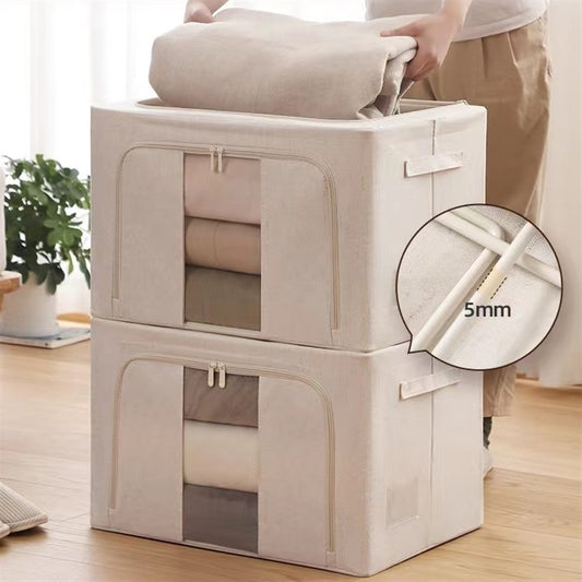 No.YWCY01 high-quality Tianshan cotton and linen fabric foldable storage box 66L, washable household clothes storage box, wardrobe organization and storage