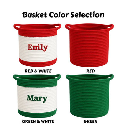 No.CM-02 客製化棉繩聖誕收納籃 可印名字和圖案 聖誕節禮物籃