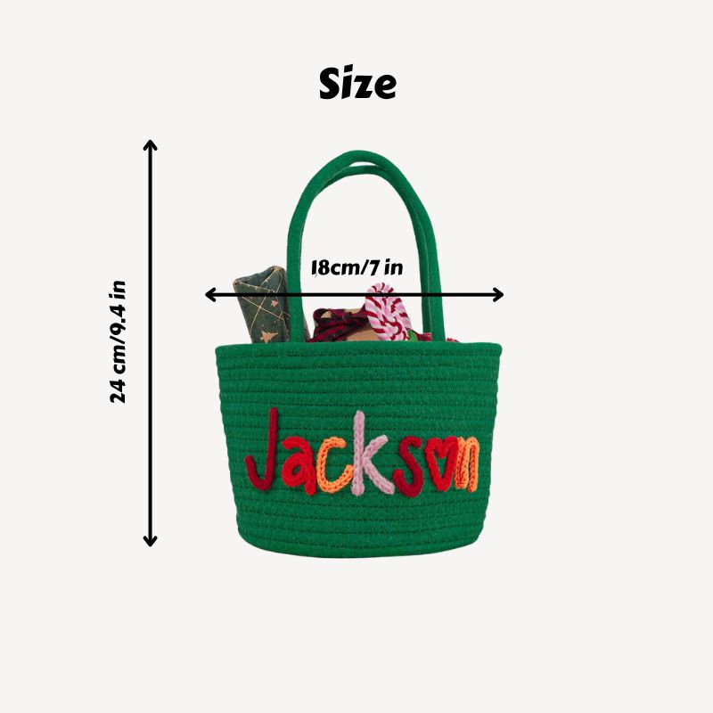 No.CM-STL01 客製化棉繩聖誕收納籃 個性化姓名禮籃 聖誕節禮物籃
