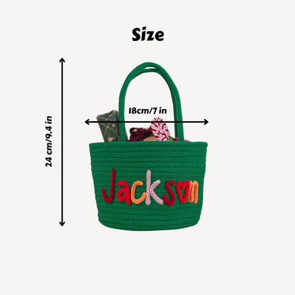 No.CM-STL01 客製化棉繩聖誕收納籃 個性化姓名禮籃 聖誕節禮物籃