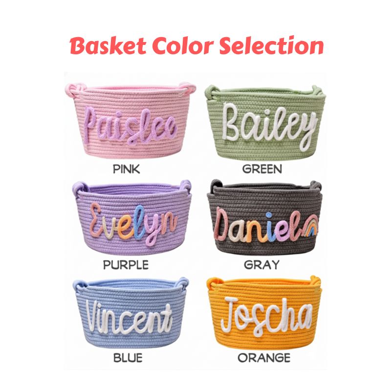 No.CG-BZ01 客製化收納籃 棉繩編織玩具籃 姓名定制禮物籃