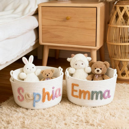 No.CG-BZ01 客製化收納籃 棉繩編織玩具籃 姓名定制禮物籃