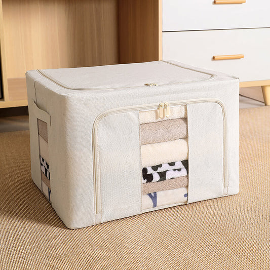 No.YWCY01 Tianshan Cotton and Hemp Antibacterial Storage Box Large Capacity Folding Storage Box Double Opening Design Stackable Clothing Sorting Box Home Storage Artifact