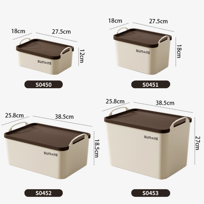 No.S0450-S0453 retro cream style portable plastic storage box with lid, storage box plastic box