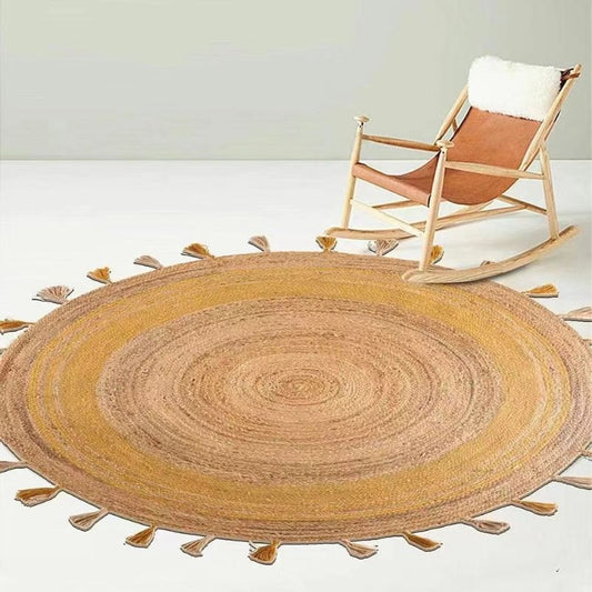 No.2101 Indian imported hand-woven jute rug Bohemian ethnic style round rug living room rug bedroom rug