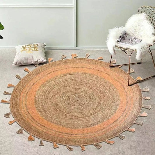 No.2103 Indian imported hand-woven jute rug Bohemian ethnic style round rug living room rug bedroom rug