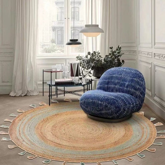 No.2102 Indian imported hand-woven jute rug Bohemian ethnic style round rug living room rug bedroom rug