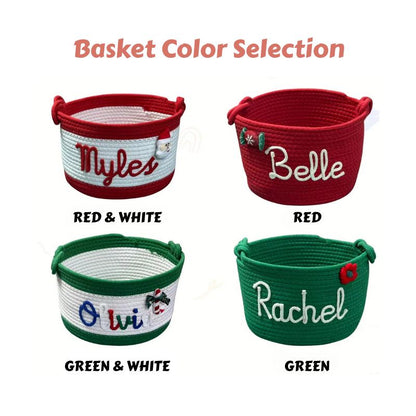 No.CM-BZ01 客製化棉繩聖誕收納籃 個性化姓名禮籃 聖誕節禮物籃