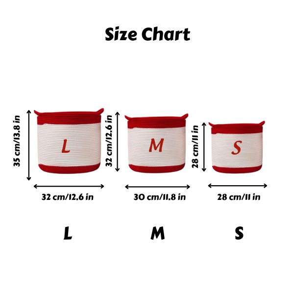 No.CM-02 Customized Cotton Rope Christmas Storage Basket, Can Be Printed with Name and Icons, Christmas Gift Basket