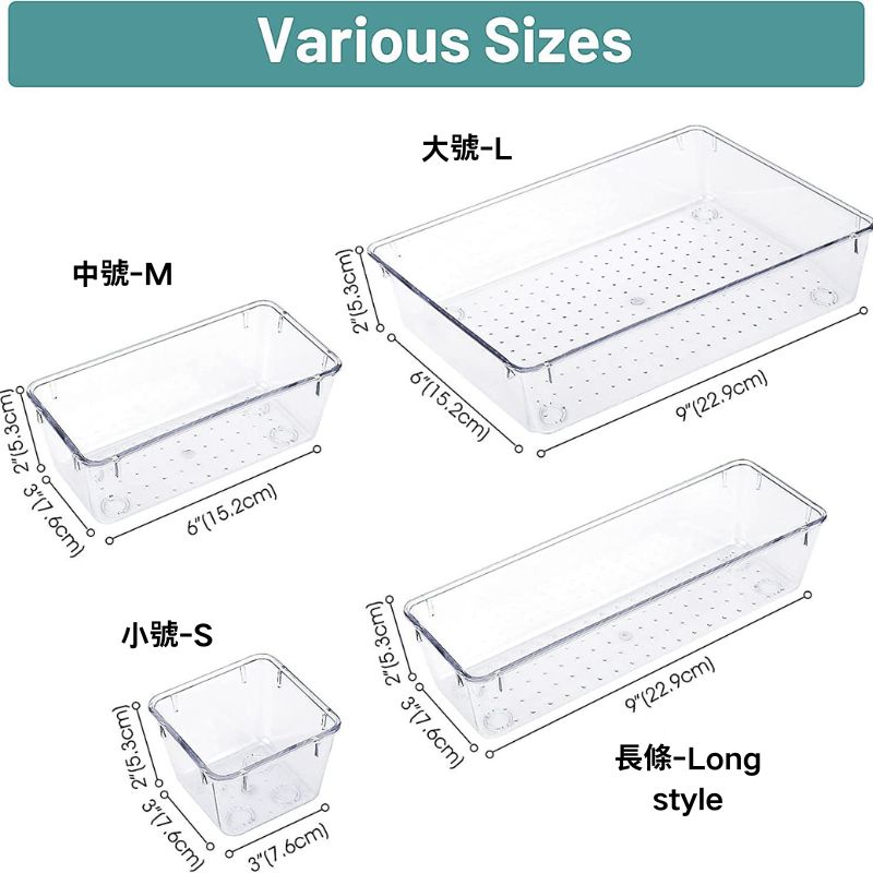 No.HK02089 Combination Drawer Divider Box Drawer Organizer Storage Box Makeup Brush Storage Box [2 Pack]