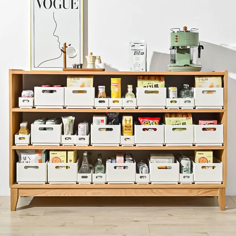 No.WYS8648 Retractable right angle storage box pull-out plastic storage basket multi-size stackable storage drawer box