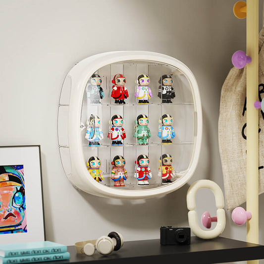 No.QH-3001 Space capsule blind box storage display stand Pop Mart hand-made office doll ornaments special storage box large capacity 12/3 grid design high transparent dustproof cabinet magnetic door multi-color selection