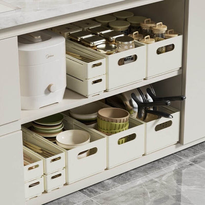 No.WYS8648 Retractable right angle storage box pull-out plastic storage basket multi-size stackable storage drawer box