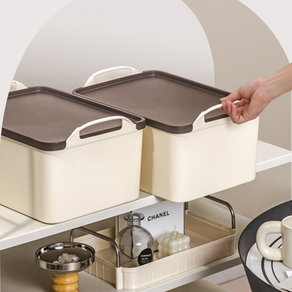 No.S0450-S0453 retro cream style portable plastic storage box with lid, storage box plastic box