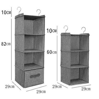 No.yichen0097麻布雙掛鉤懸掛式衣櫃收納掛袋帶抽屜 衣櫥多層掛式整理收納袋