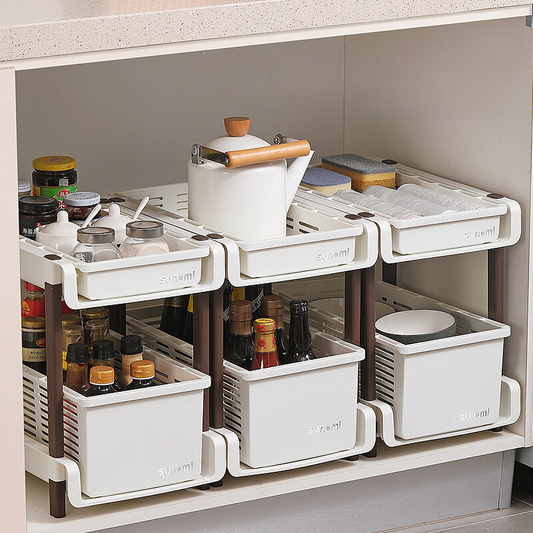 No. FG-2223A/FG-2223B Cream style retro cabinet under sink with wheeled storage rack trolley with reel kitchen countertop spice storage rack bathroom storage rack under table storage cart