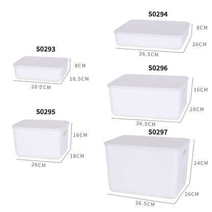 No.S0293-S0297 Plastic white storage box with lid storage box storage box plastic box