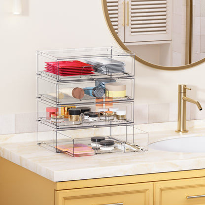 No.H02036PET transparent storage box desktop jewelry box household transparent skin care product storage box transparent dust-proof drawer cosmetics storage box desktop stationery storage box