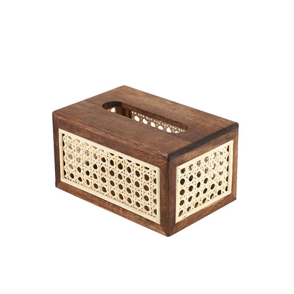 No.F23A122PY rattan solid wood tissue box facial tissue box