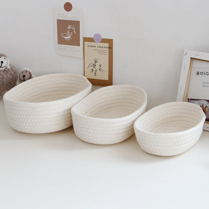 No.TSMSTPL Nordic cotton rope storage box hand-woven boat-shaped storage basket