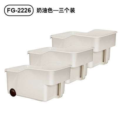 No.FG-2226廚房高位吊櫃收納盒 帶把手柄帶輪子零食雜物整理盒 儲物深櫃櫥櫃高處收納盒